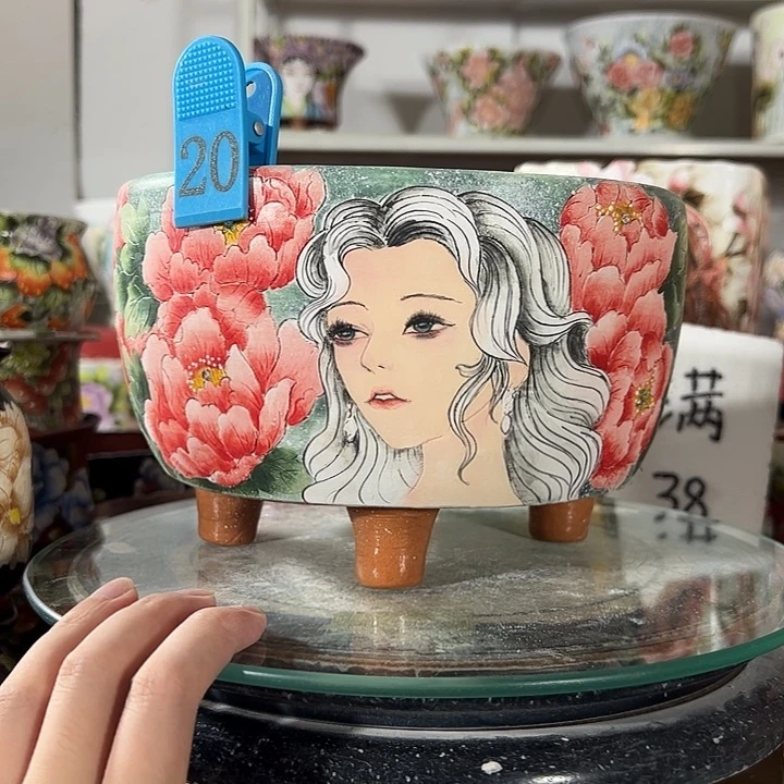 景德镇手绘花盆幸运花盆