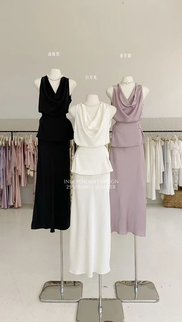 withu@6803 玫瑰来信 缎面气质款套装 7-15