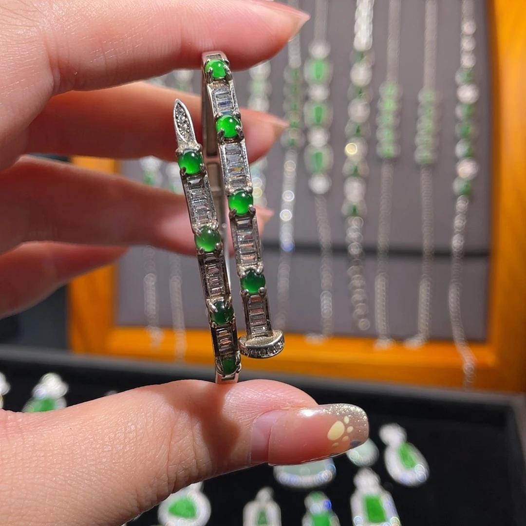 银S925镶嵌手镯翡翠