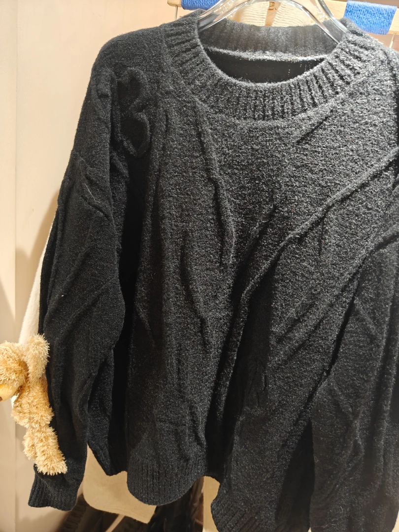 【济州岛】小熊家 纹理简约圆领针织衫毛衣