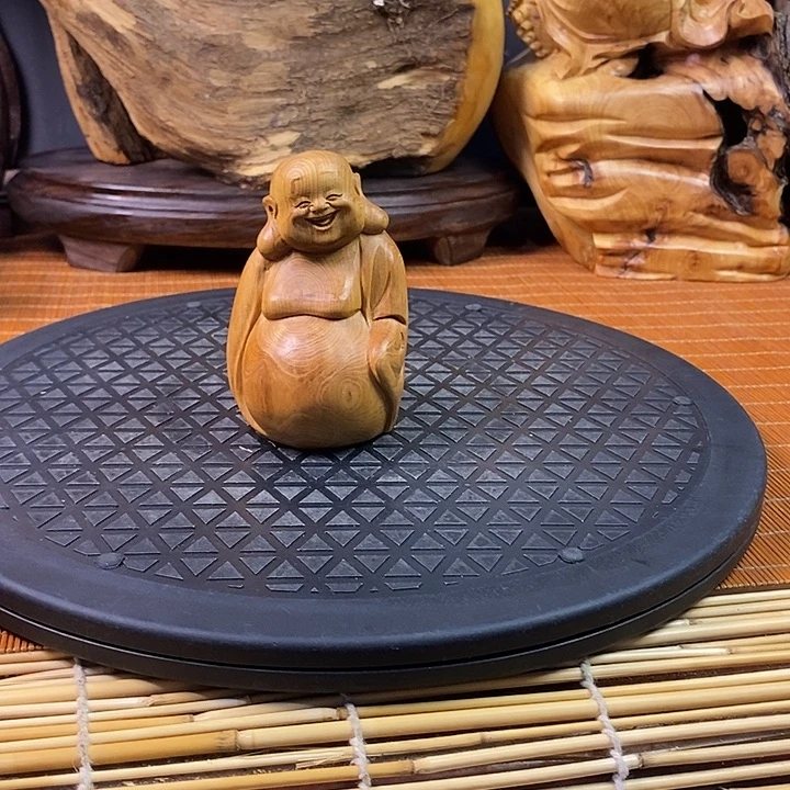 柏木崖柏大肚弥勒摆件