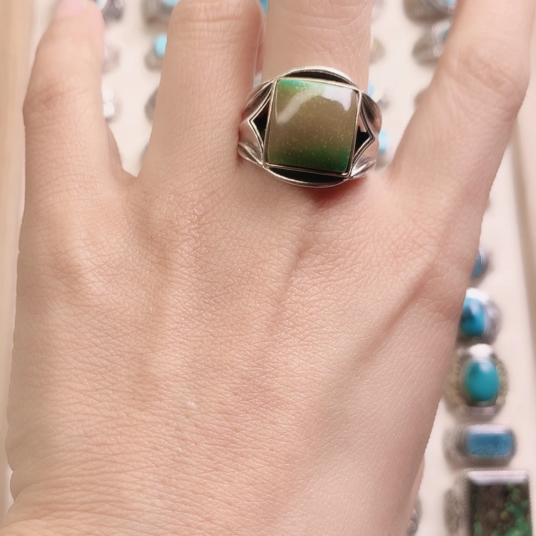 绿松石银S925镶嵌戒指