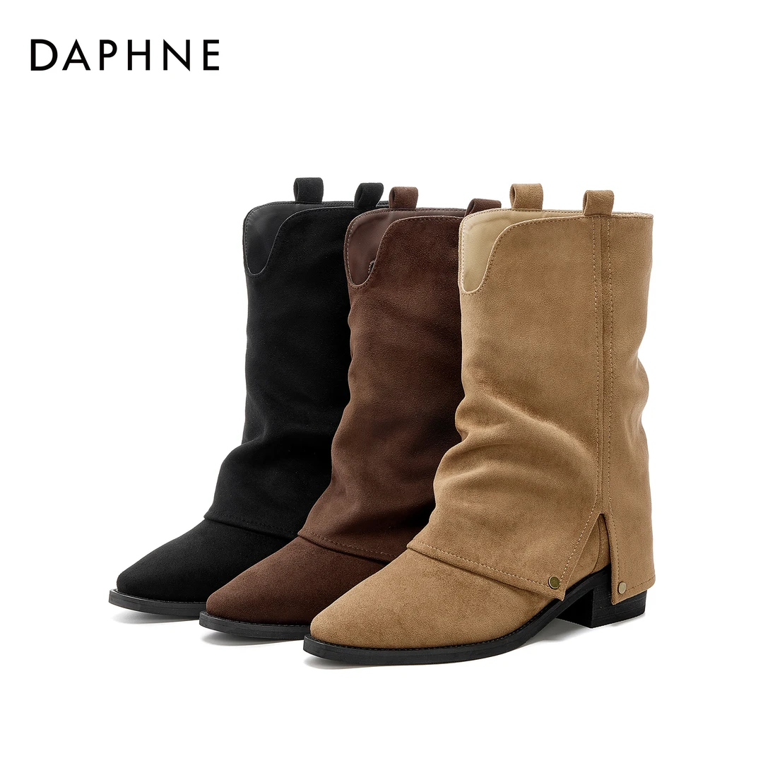 达芙妮秋季新款尖头短靴2025年美式辣妹风复古百搭潮流ins时装靴