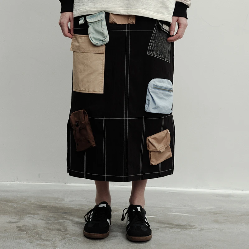 夹生HALF MADE彩色口袋装饰半裙