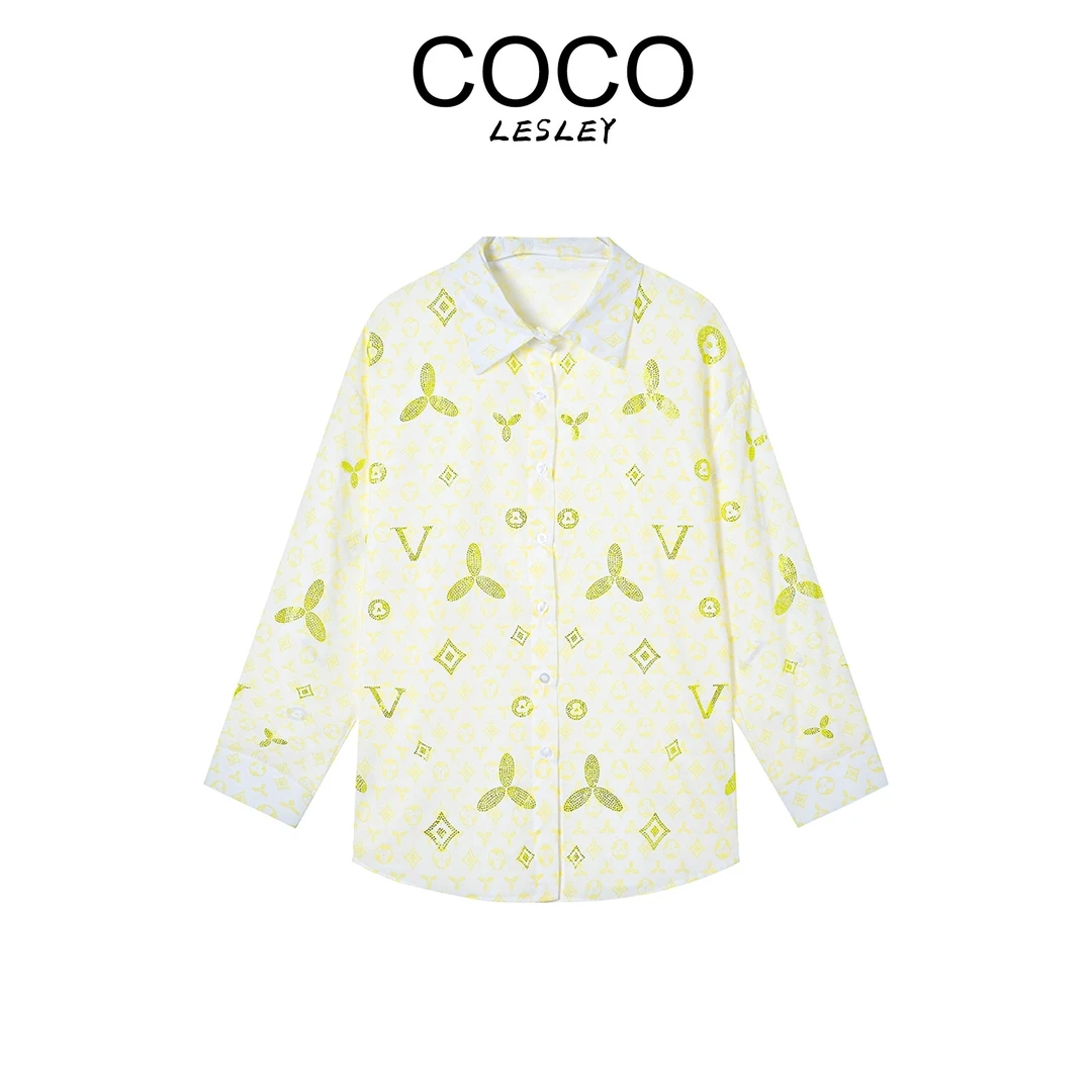 【COCO LESLEY】时尚满面印花烫钻开衫防晒上衣68196