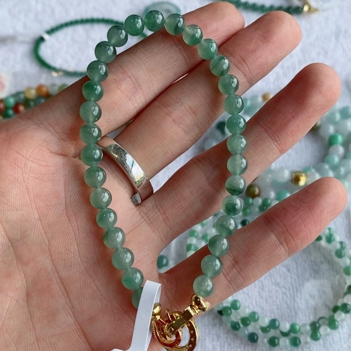 未镶嵌定制翡翠缅甸翡翠a货飘花手链卡6