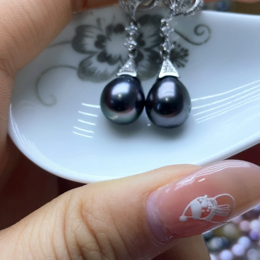 海水珍珠耳饰银S925镶嵌