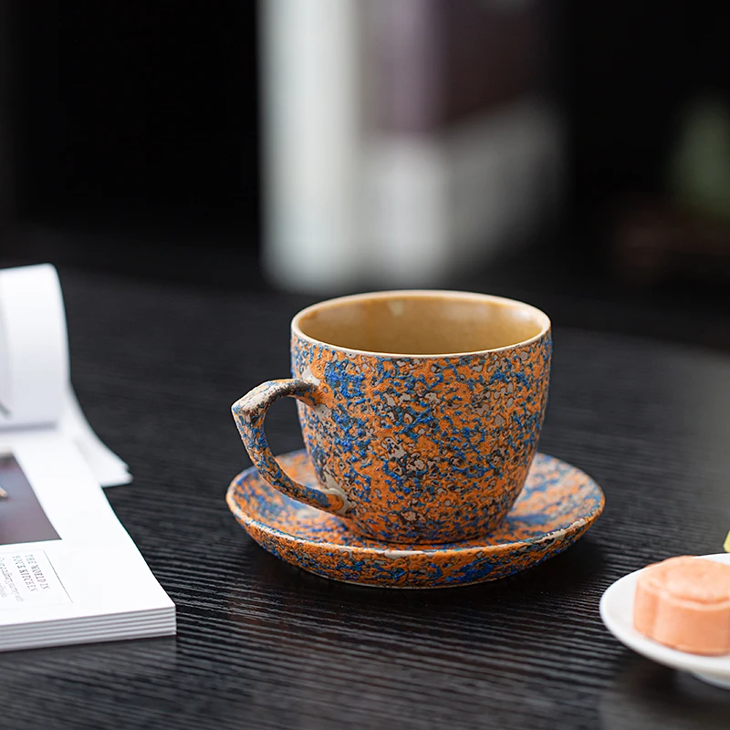 网红款泡泡釉精致欧式咖啡杯陶瓷杯高档创意窑变家用咖啡套具拿铁