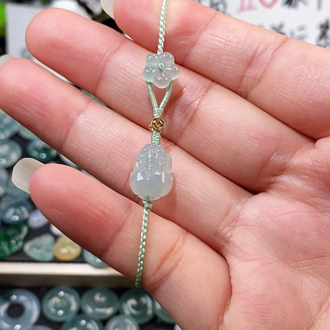 翡翠未镶嵌颈饰貔貅小花手绳15