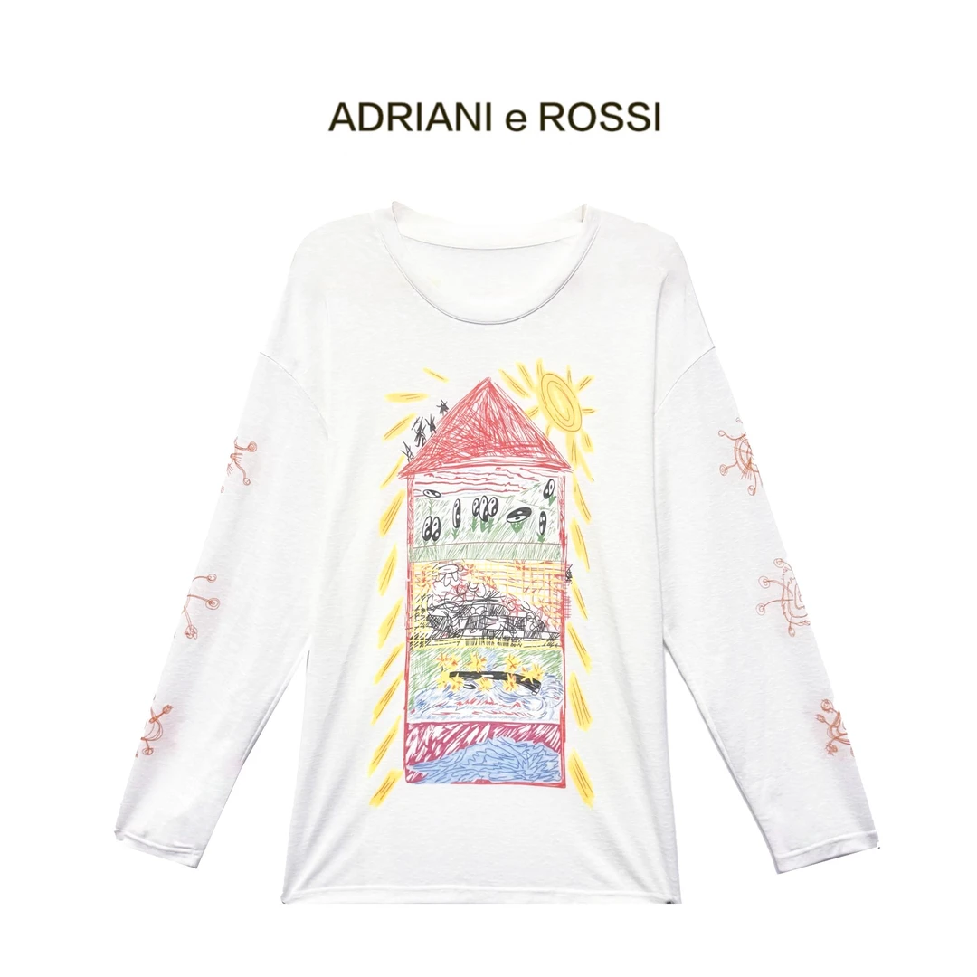 ADRIANI e ROSSI2025春夏新款—抽象涂鸦印花T恤