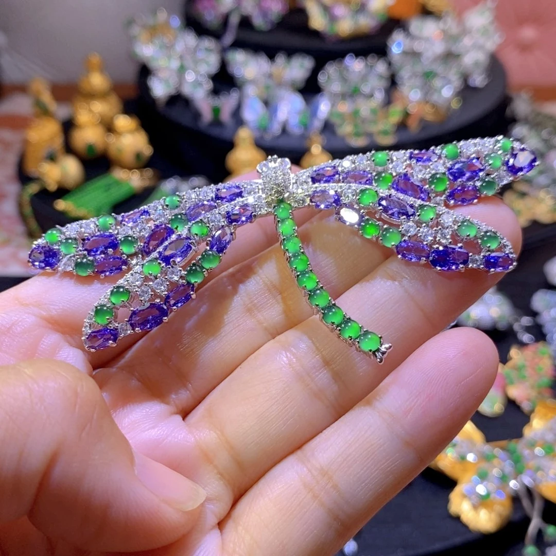 翡翠银S925镶嵌项圈天然翡翠