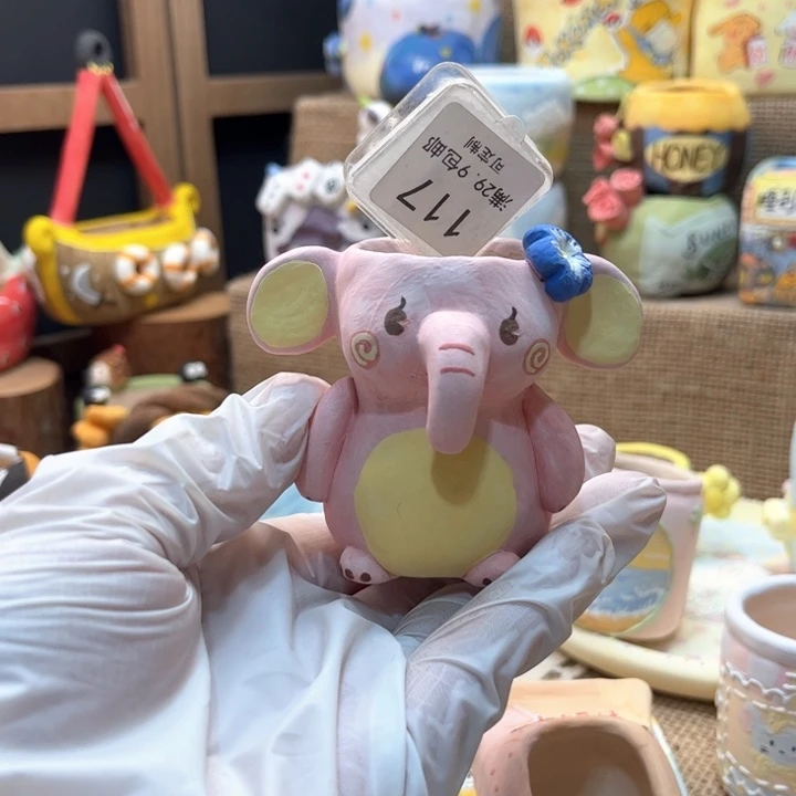 117大象花盆手绘花盆