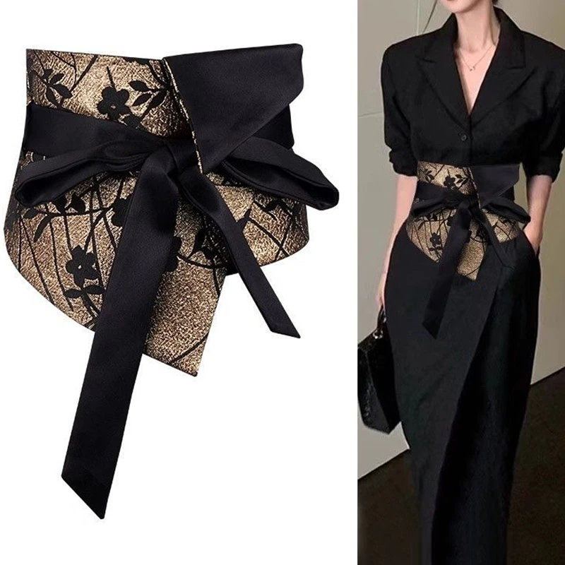 宽腰带配饰女新中式国风腰封束腰装饰连衣裙子复古民族风2025新款