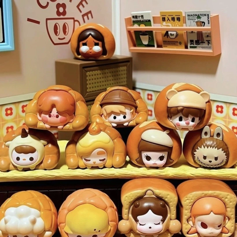正版【明款】泡泡萌粒烤面包系列公仔萌粒摆件