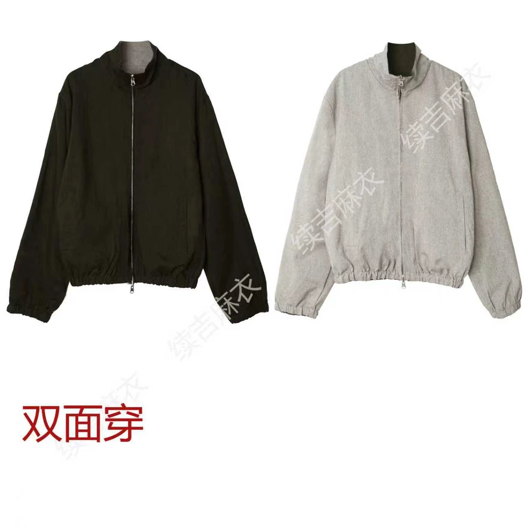秋-续吉麻衣25-2180【清透】麻纯色正反两面穿拉链长袖宽松外套