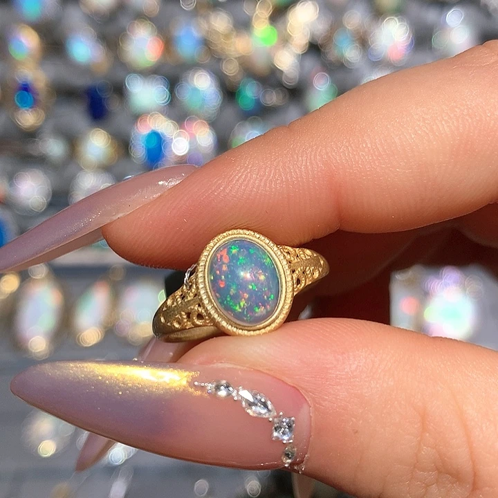 欧泊欧泊戒指t银S925镶嵌