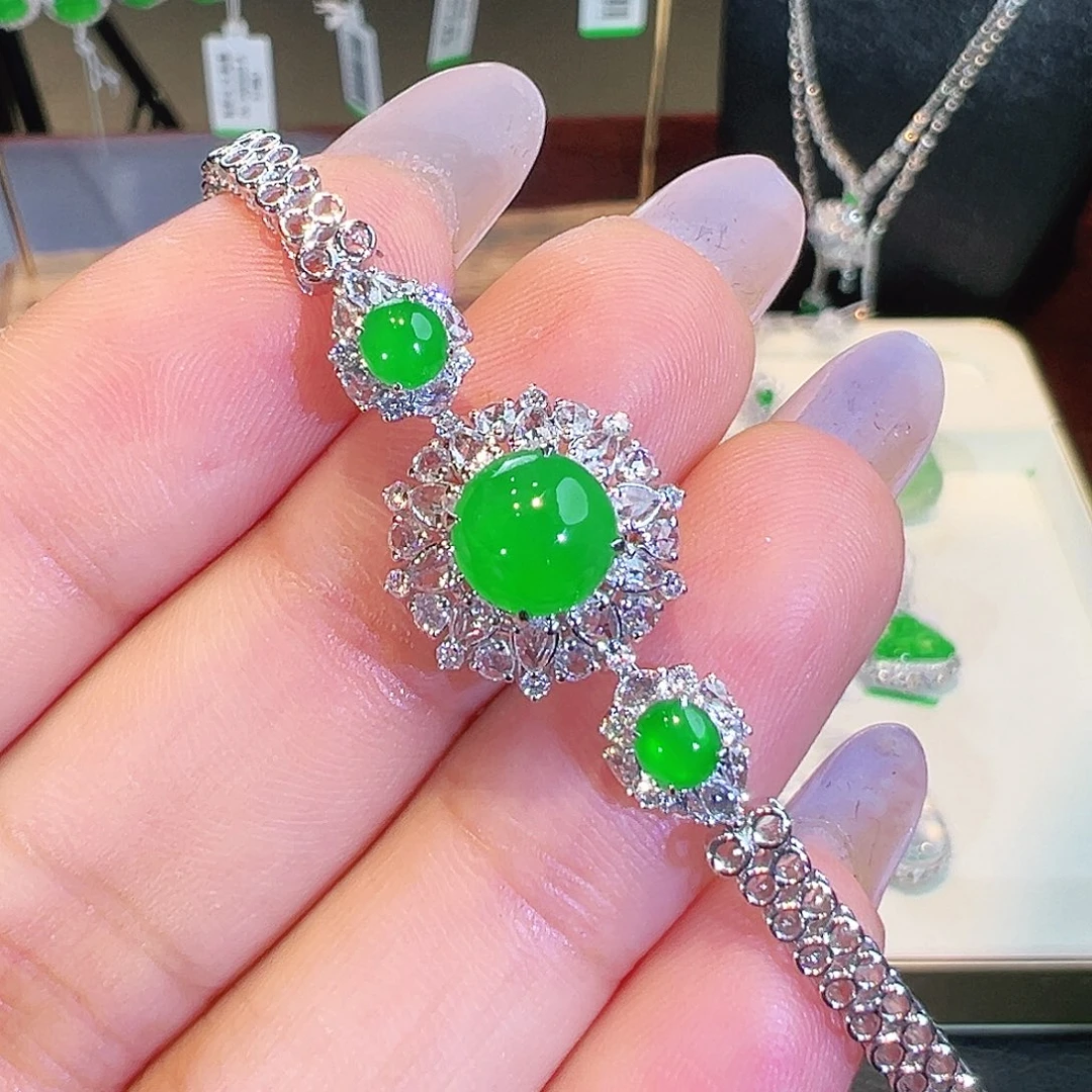 翡翠18K金镶嵌手链