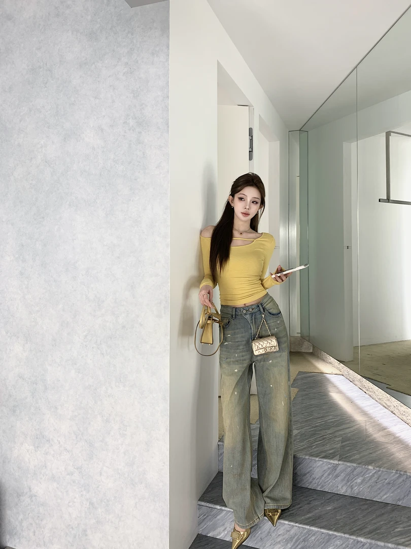 Momoshero【ace脏脏裤】vibe到顶!很有vtg辨识度在的泼墨牛仔裤