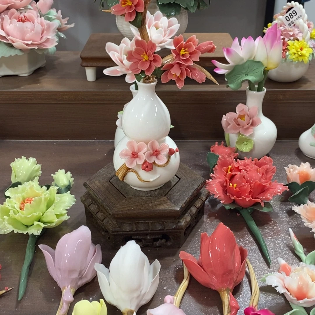 陶瓷手工花摆件工艺品