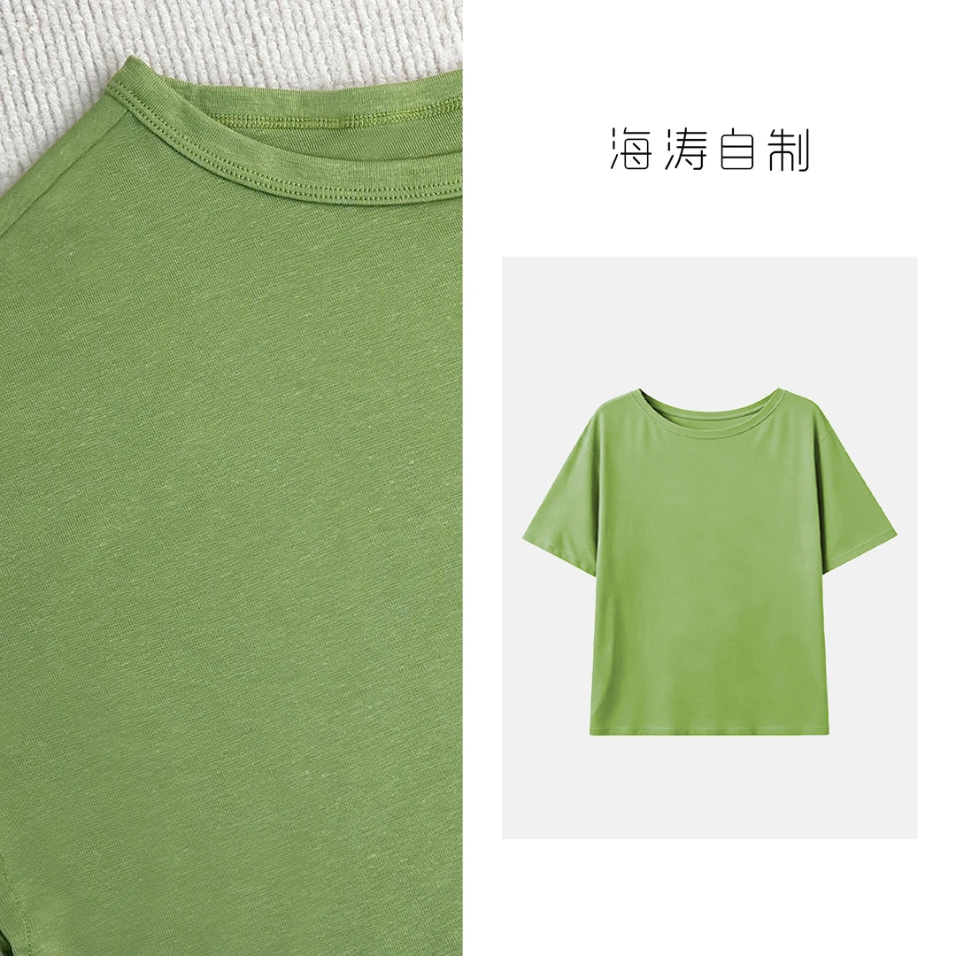 【海涛自制】「枕上书」天丝亚麻一字领宽松短袖T恤