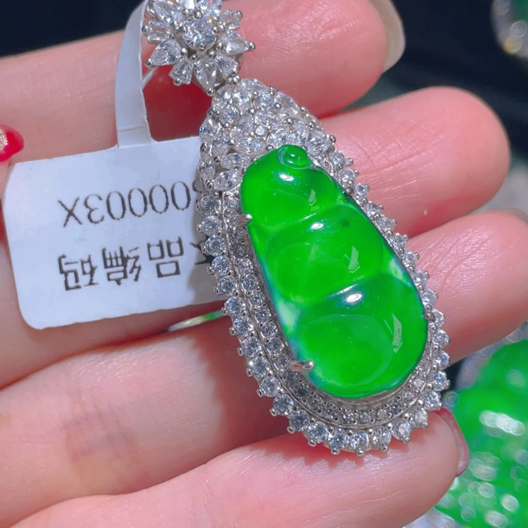 翡翠吊坠(不含链)银S925镶嵌