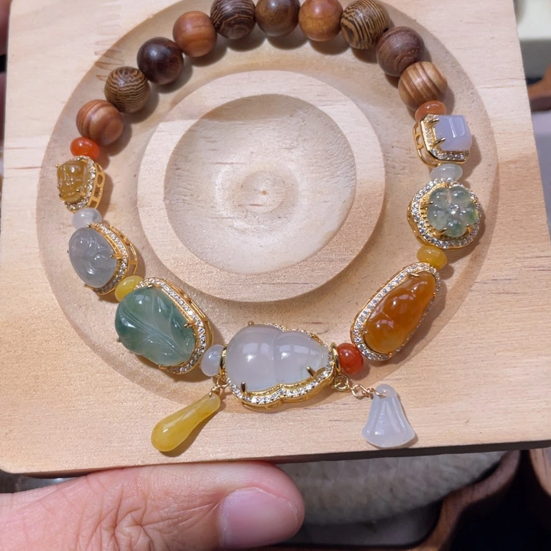 小***棒翡翠银S925镶嵌颈饰