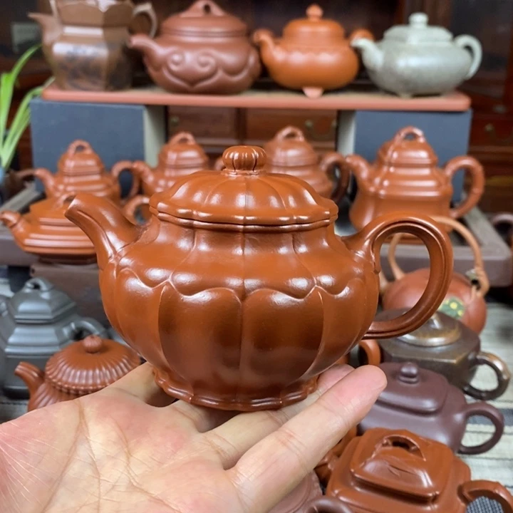 紫砂茶壶筋纹掇只300cc原矿赵庄朱泥双十一特价