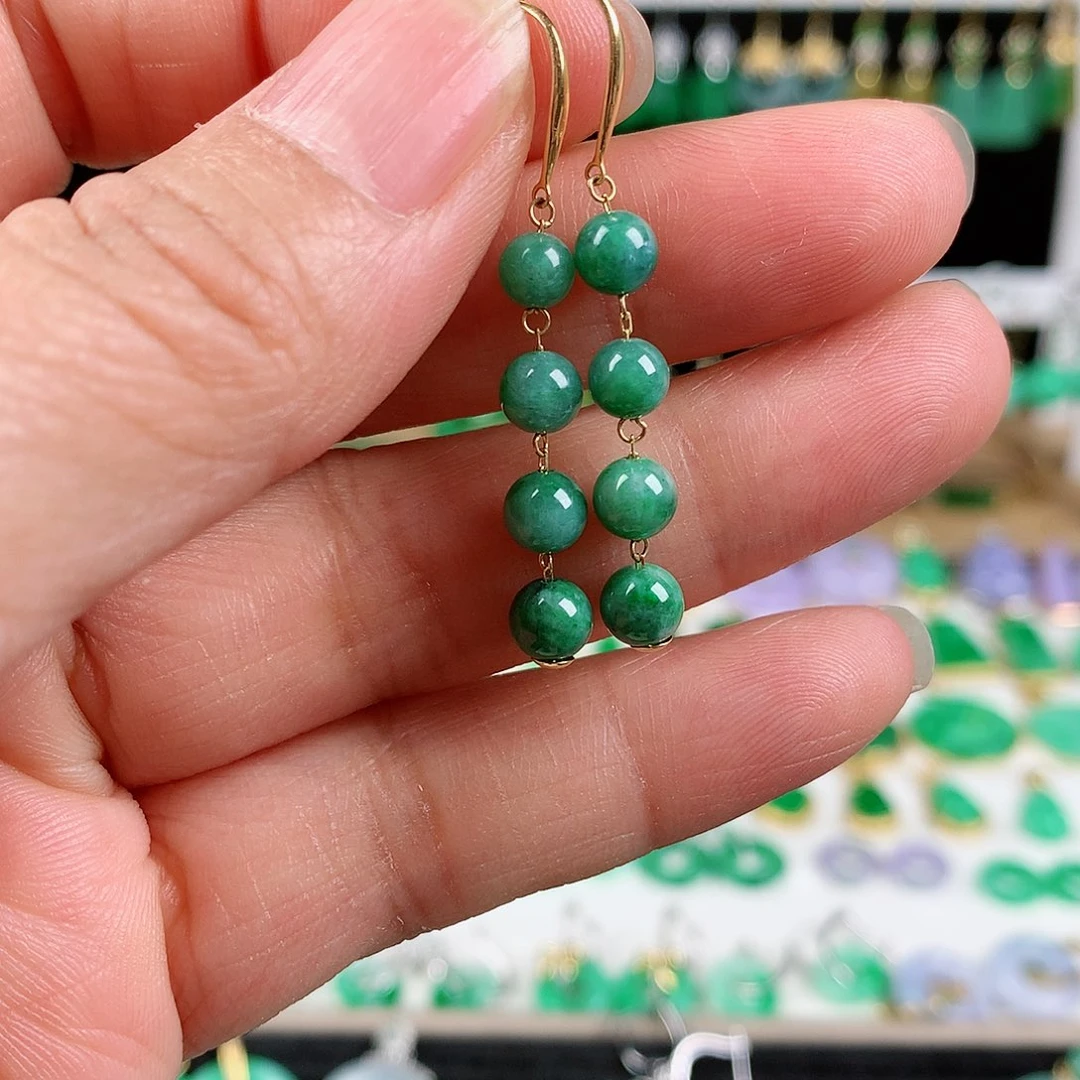 翡翠耳饰18K金镶嵌的