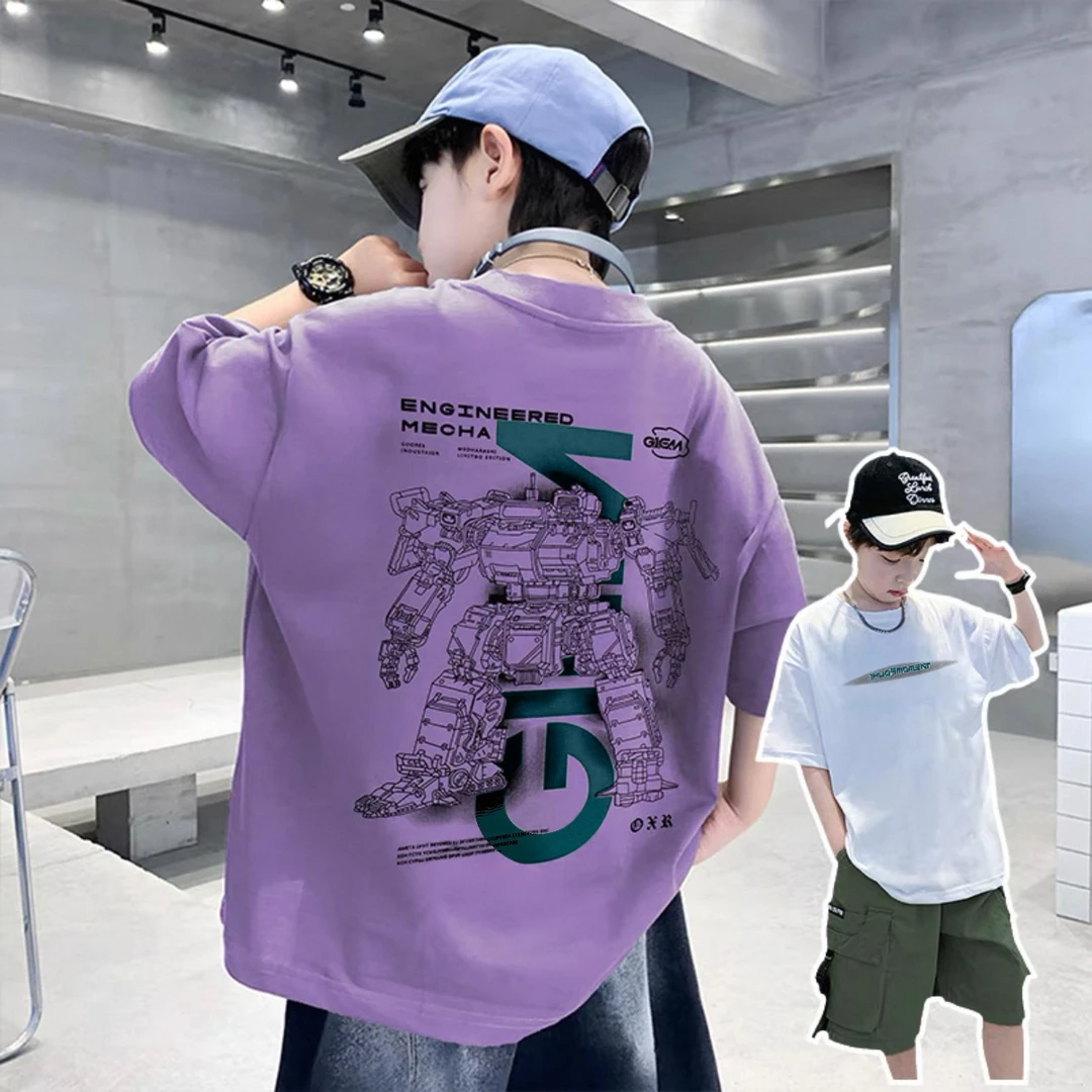 【100%纯棉】儿童T恤短袖2025年夏季新款中大童男童夏款男孩半袖潮T