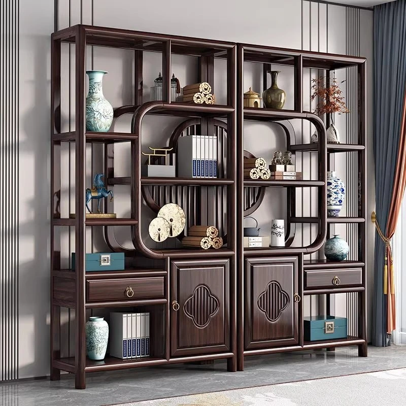 1.9米新中式实木博古架茶室多宝阁展示架茶柜子古董架书架置物架