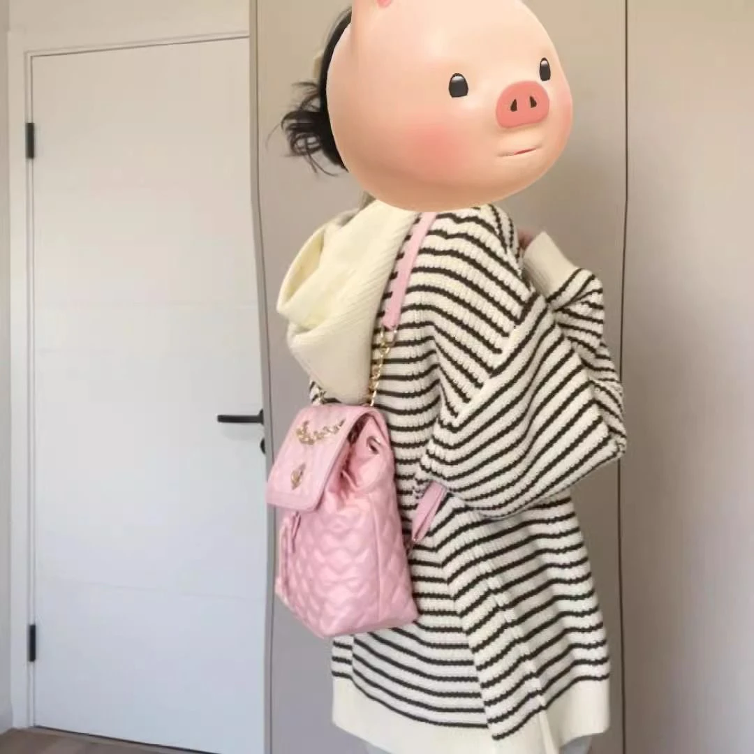 甄选-B韩系连帽条纹毛衣外套女秋冬季2025新款慵懒针织开衫上衣厚