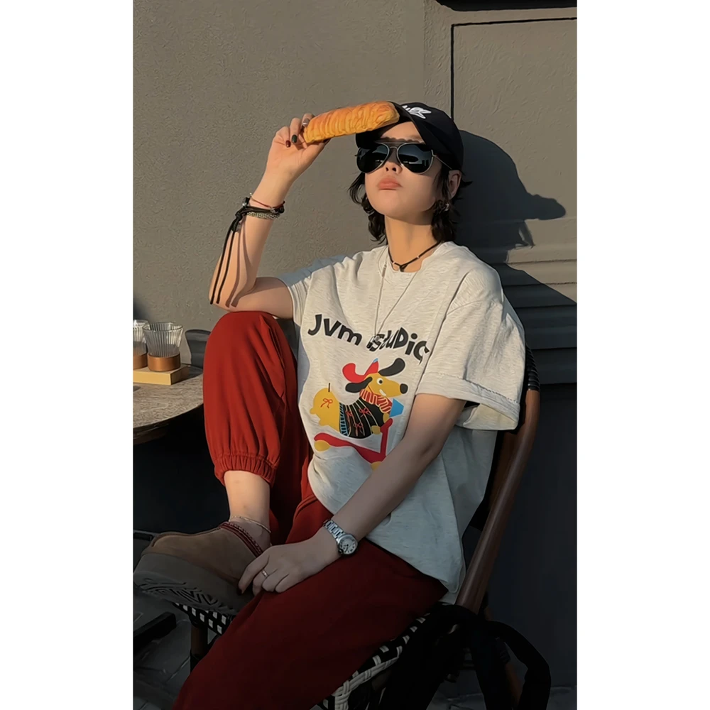 2024新款JVM定制21817时尚百搭滑板小狗半袖T恤12/22