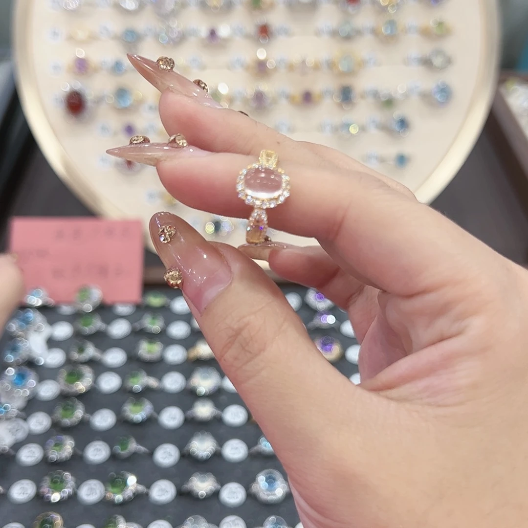 蛇纹石玉戒指银S925镶嵌怒*