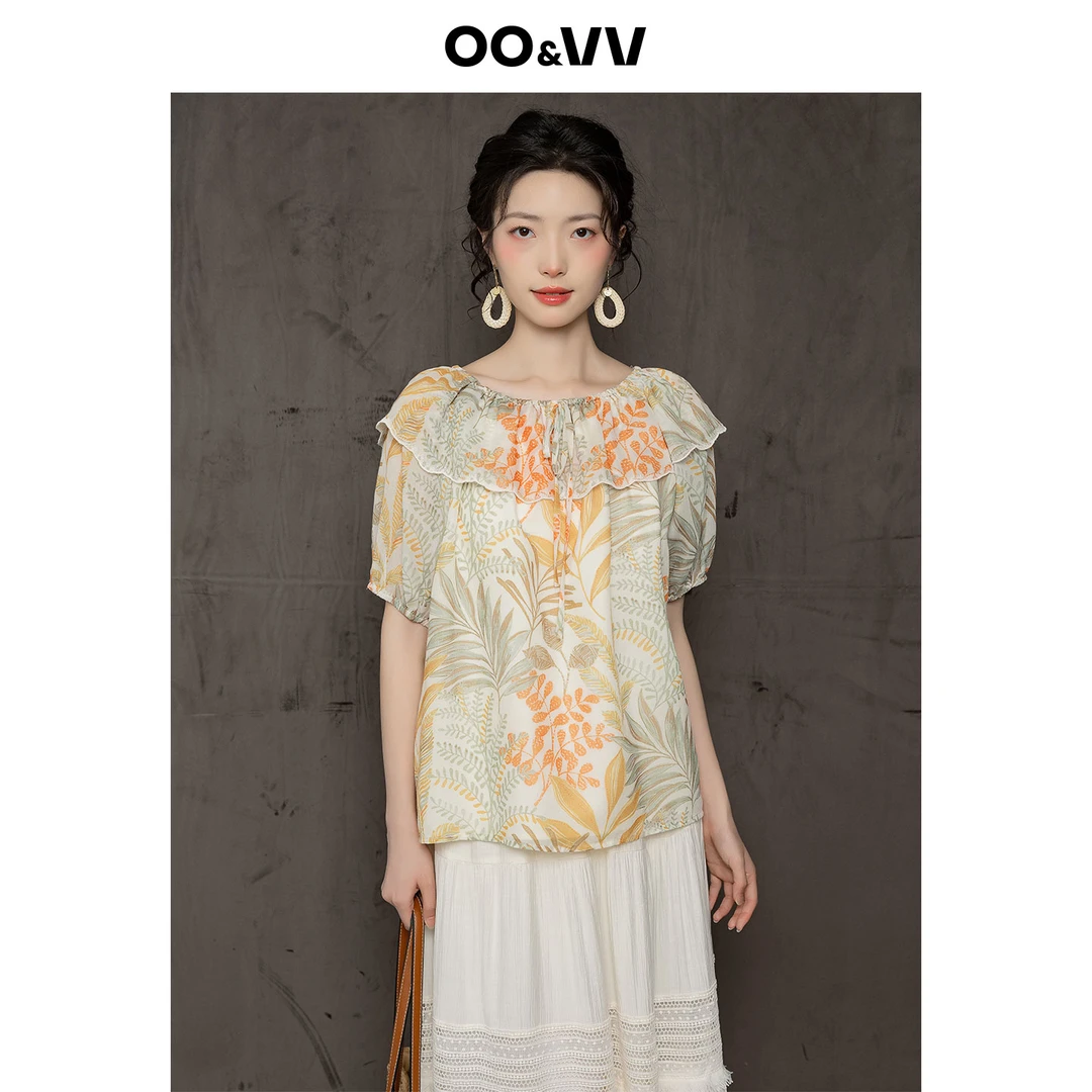 OO&VV短袖小众宽松衬衫上衣常规成人女装复古气质连衣裙夏季套头