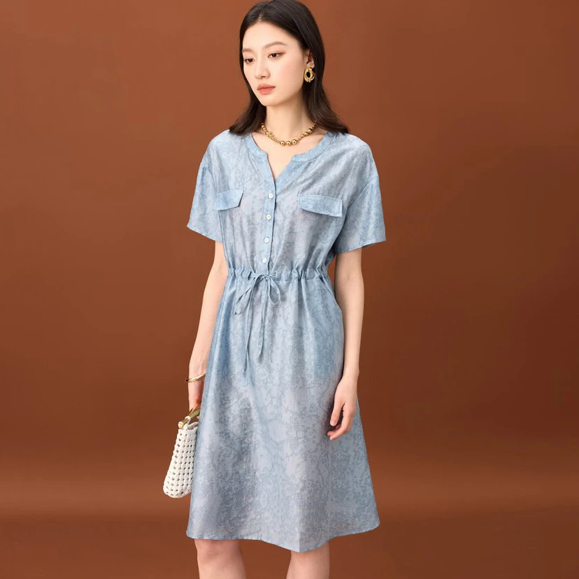 6.18早预告款夏季新款小个子收腰显瘦新中式气质V领连衣裙WWW3559