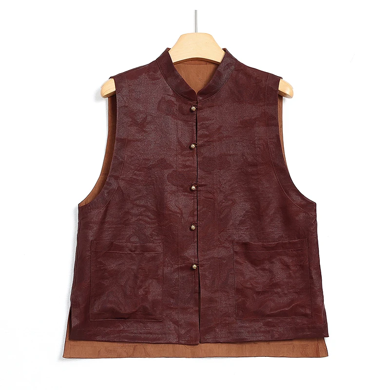 新中式国风红云纱双面双穿马甲    02351-3PP