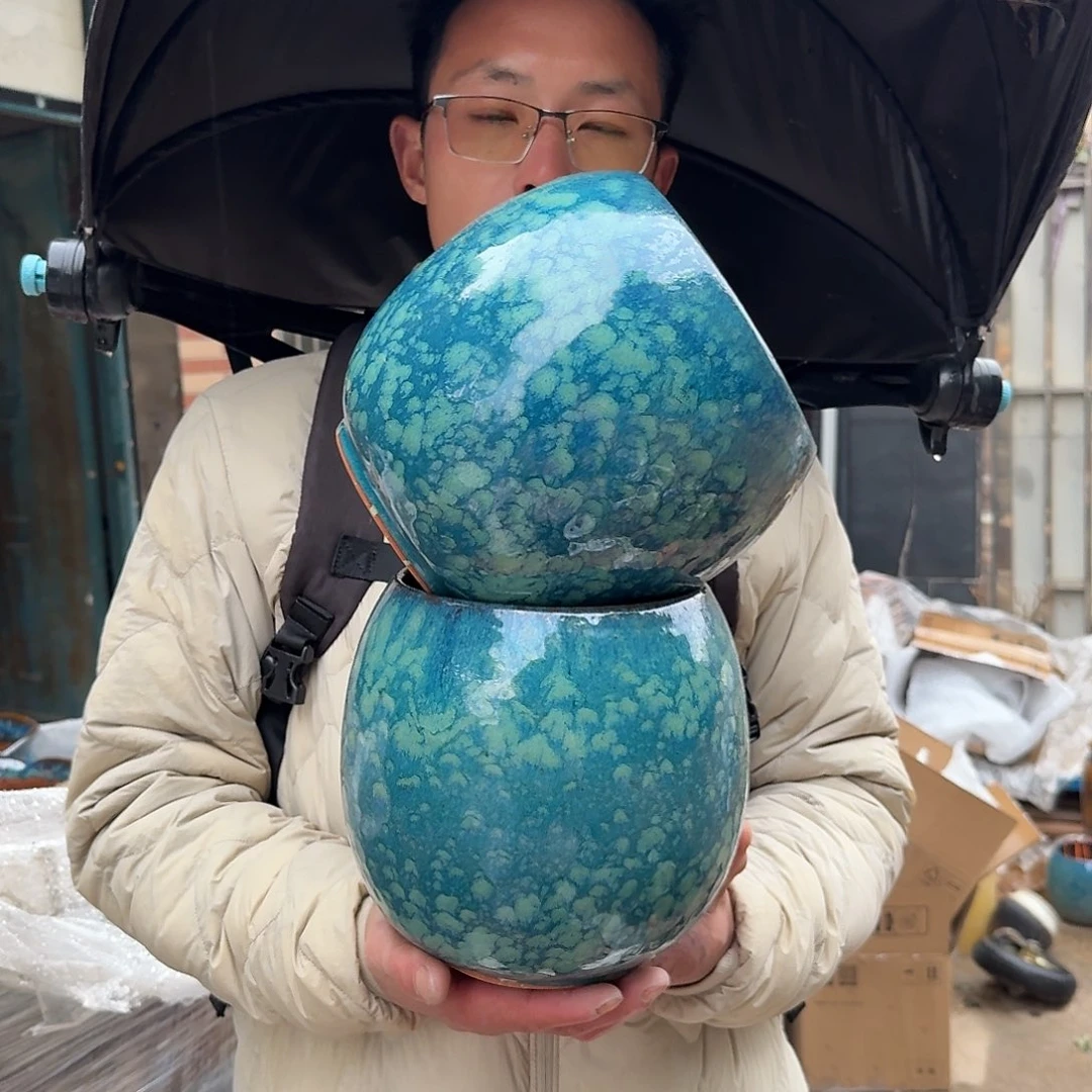 紫砂花盆口16高20（两个蛋壳雪花定制