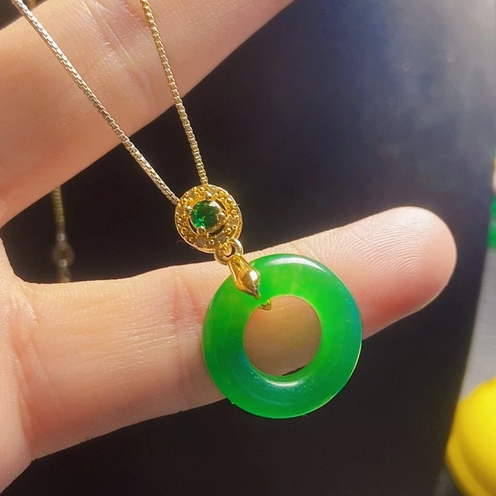 翡翠14K金镶嵌颈饰