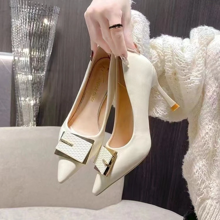 尖头高跟鞋女细跟浅口单鞋气质时尚百搭职业四季法式