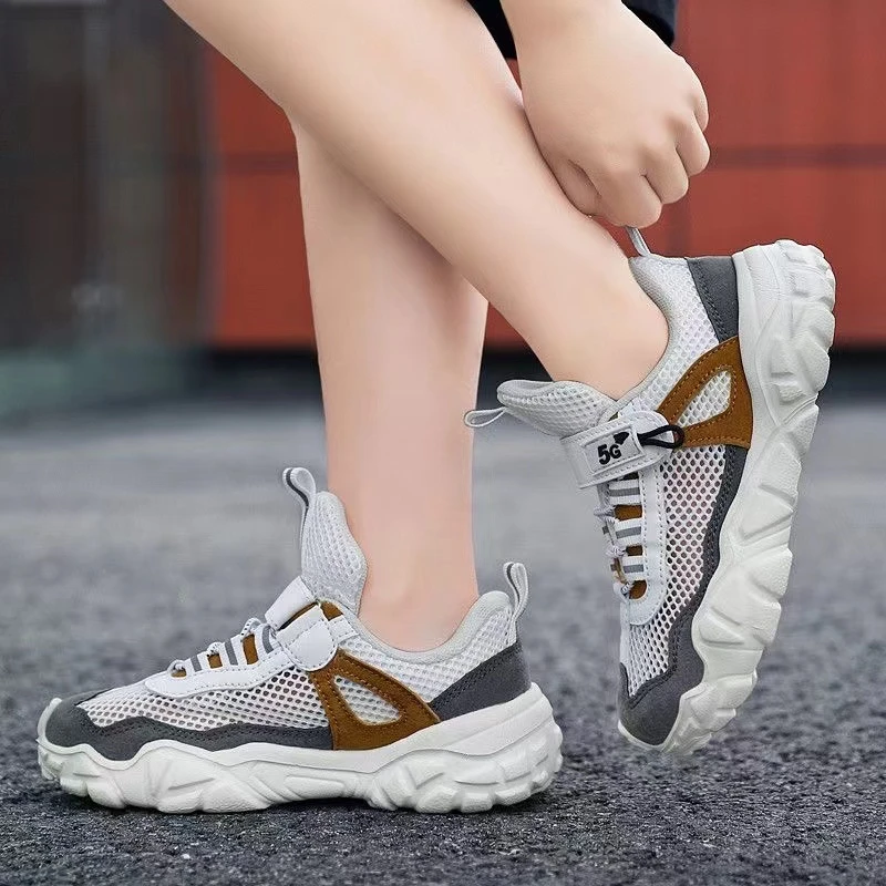 新款中大童男宝春秋透气运动鞋魔术贴运动鞋8006