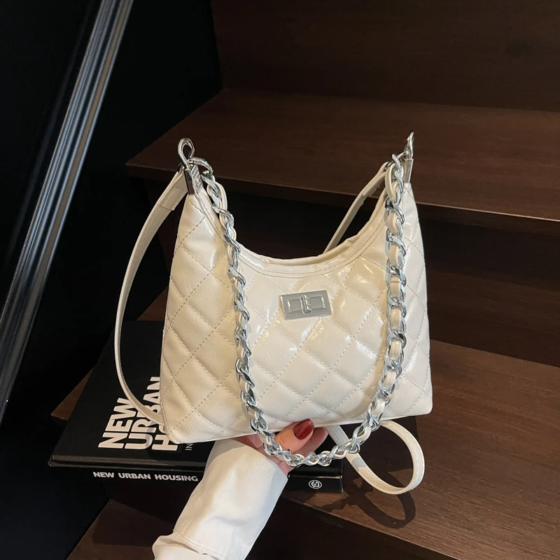 小众轻奢菱格链条包高级感斜挎包女包2025新款简约气质百搭单肩包