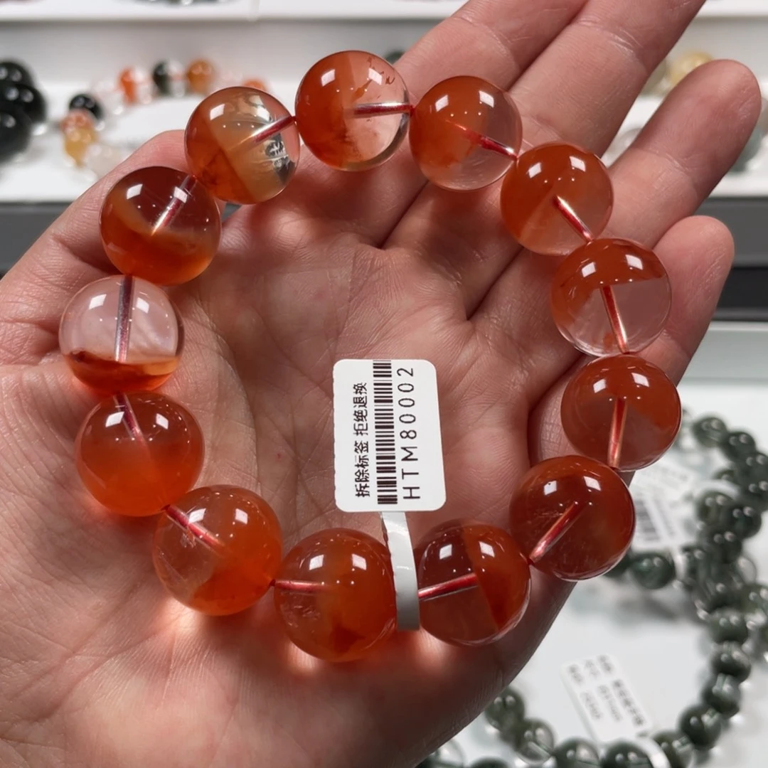 水晶手串未镶嵌红兔毛聚宝盆17mm左右