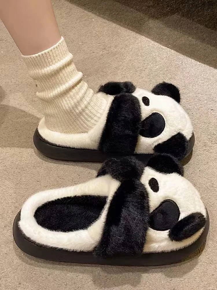 CM400 熊猫团毛毛拖鞋