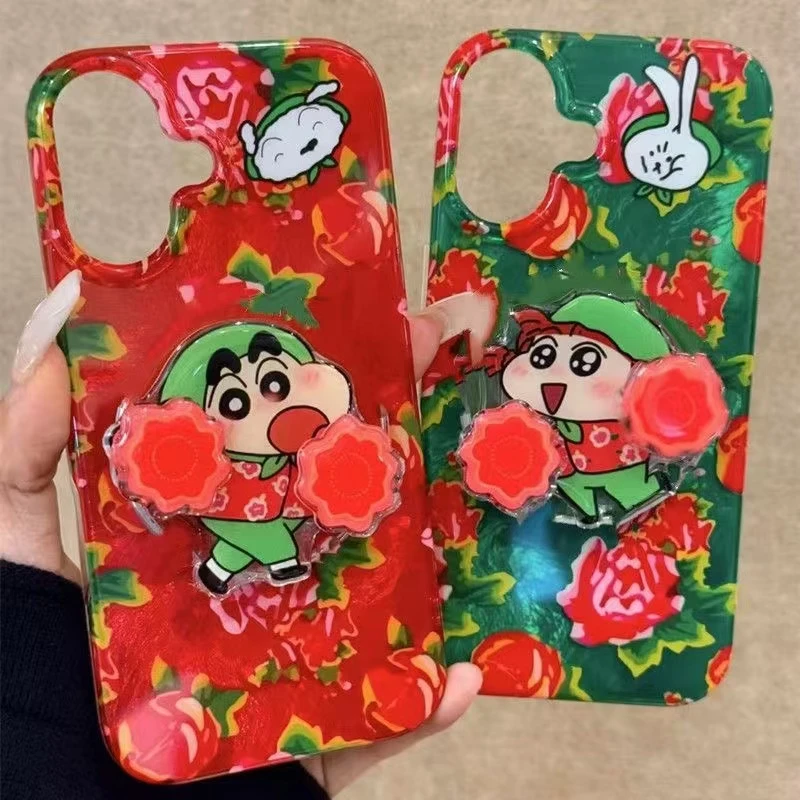 苹果/华为/小米/VIVO/OPPO新款卡通转手卷蜡笔小新妮妮羽纱手机壳