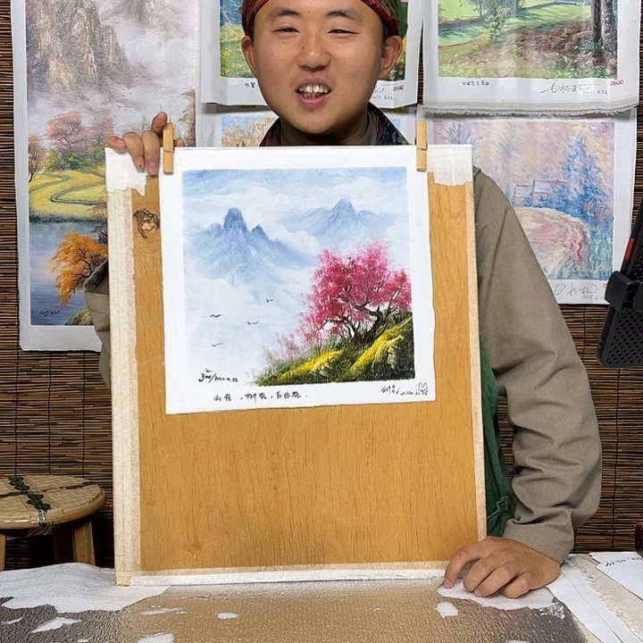 油画行路人小院绘画作品竞拍