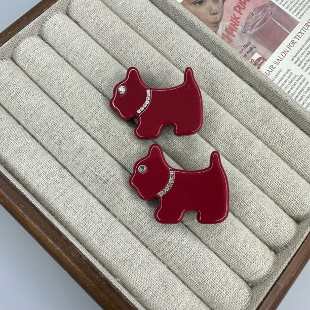 【杳饰】1677 可爱小狗边夹设计感少女风刘海夹小众