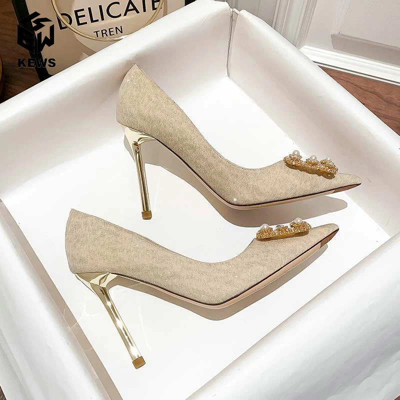 高跟鞋女2025新款春秋法式气质百搭配裙子浅口方扣尖头细跟婚鞋