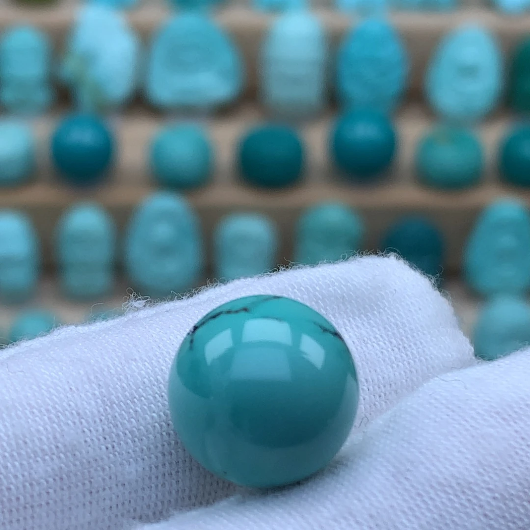 绿松石未镶嵌原矿绿松石圆珠