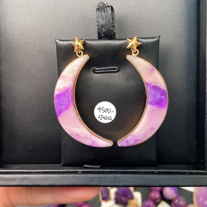 苏纪石（舒俱来）耳钉18K金镶嵌