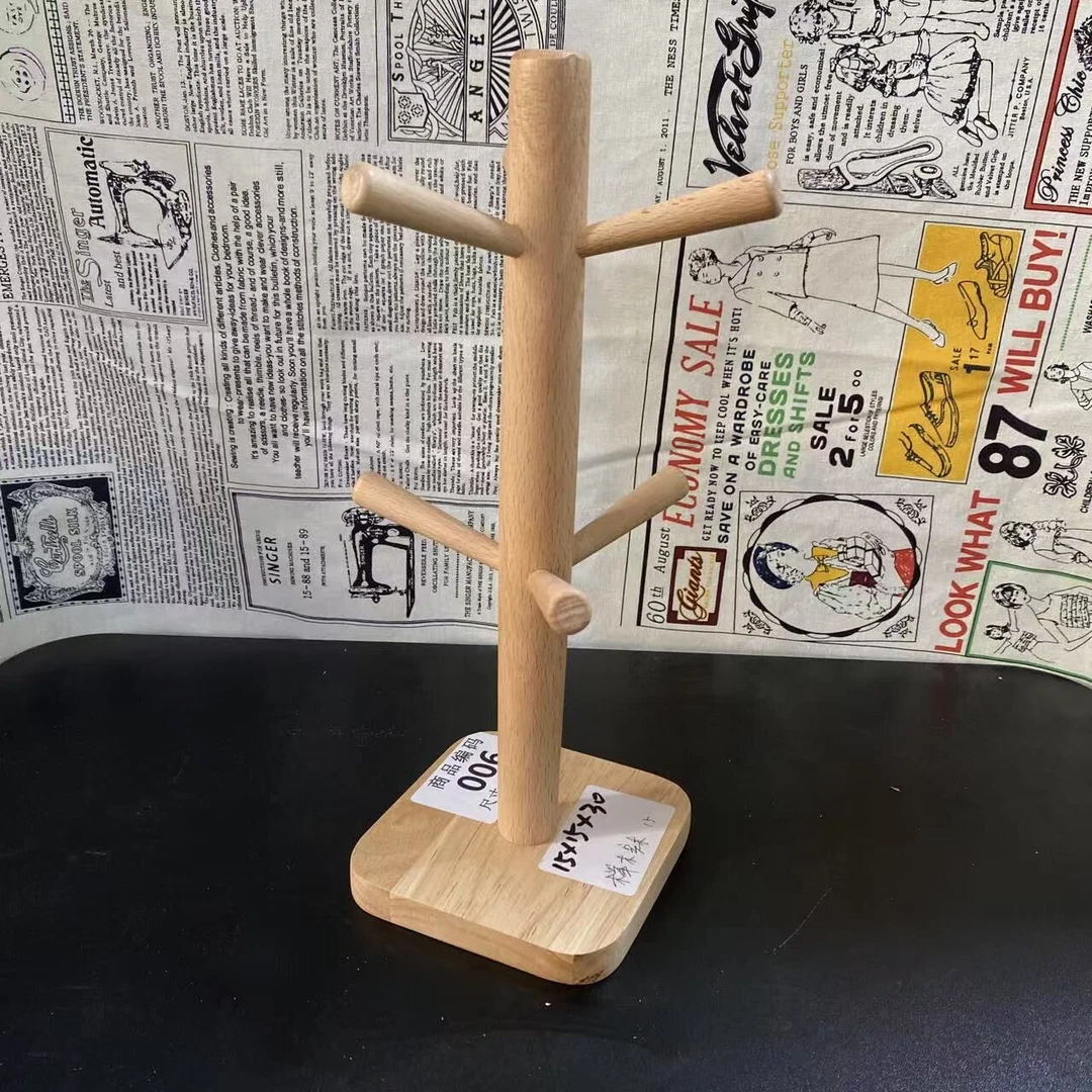 实木榉木无漆无蜡006分叉杯架